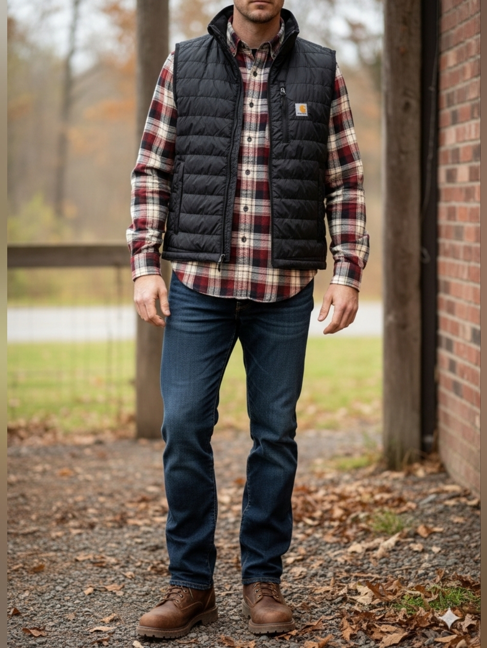 Carhartt Men's Black Quilted Puffer Vest with Logo Patch